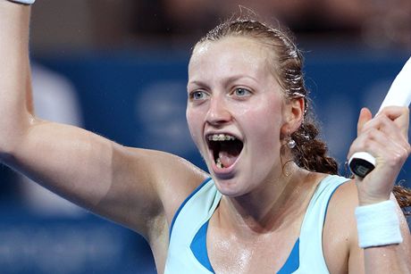 Petra Kvitová se raduje z turnajového triumfu v Brisbane
