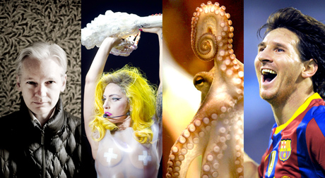 Osobnosti roku 2010: Julian Asange, Lady Gaga, chobotnice Paul a Lionel Messi Osobnosti roku 2010: Julian Asange, Lady Gaga, chobotnice Paul a Lionel Messi