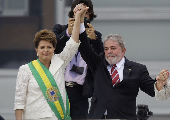 Brazilská prezidentka Dilma Roussefová a její pedchdce Lula da Silva.