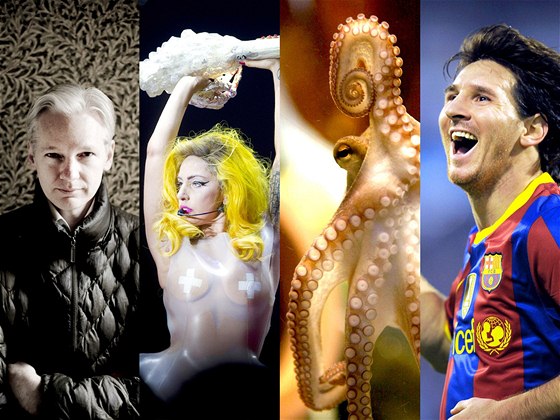 Osobnosti roku 2010: Julian Asange, Lady Gaga, chobotnice Paul a Lionel Messi