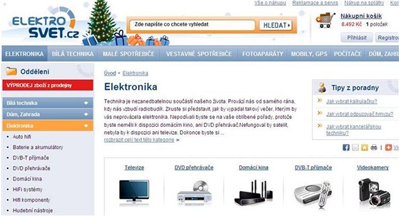 Internetové stránky spolenosti Svt elektra.