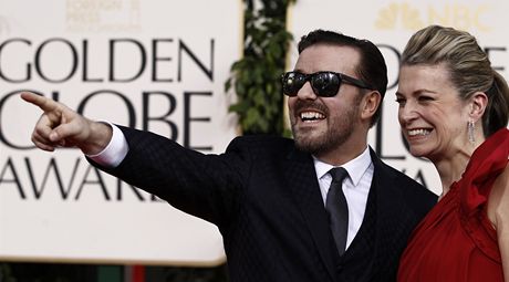 Zlat glby 2011 - Ricky Gervais s manelkou