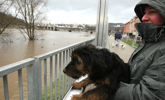 Protipovodová stna na Stekov v Ústí nad Labem (16.1. 2011)