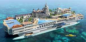 Nová superjachta Streets of Monaco nabídne závodní okruh pro formule. Na snímku je vizualizace plavidla z dílny britského studia Yacht Island Design 