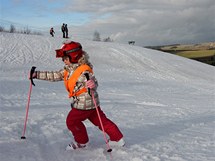 Na Fajtov kopci u Velkho Mezi le asi metr technickho snhu. (17. leden 2011)