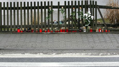 Na památku tragického úmrtí kolaky zapálili lidé asi dvacítku svíek na okraji chodníku u pechodu pro chodce v centru Rapotic na Tebísku. 