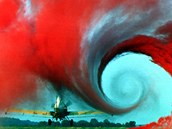 Turbulentní proudění vzduchu za křídlem práškovacího letadla. Turbulentní proudění vzduchu za křídlem práškovacího letadla.