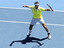 Ji Vesel oslavuje po finle juniorskho turnaje Australian Open.