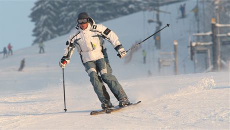 Lyžař ve Ski areálu Mosty u Jablunkova. Lyžař ve Ski areálu Mosty u Jablunkova.