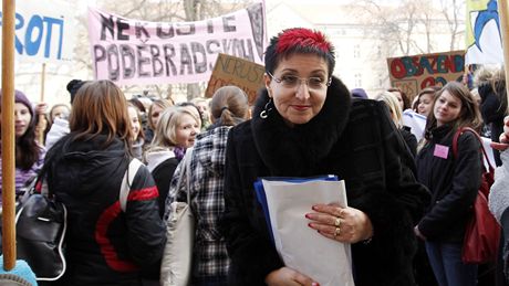 Radní Jana Pernicová na demonstraci studentů Radní Jana Pernicová na demonstraci studentů