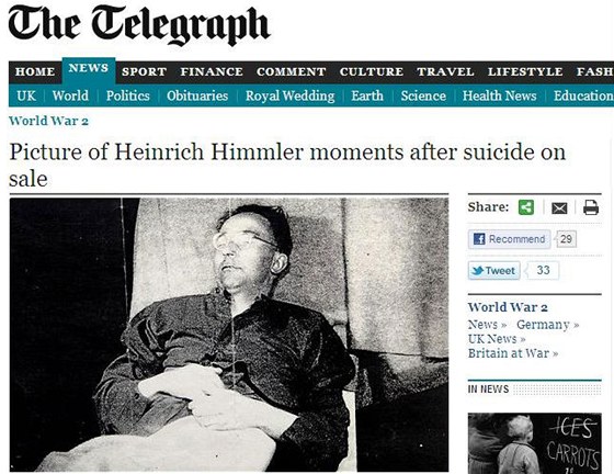 Dosud nepublikované snímky Heinricha Himmlera poízené bezprostedn po jeho sebevrad v kvtnu 1945