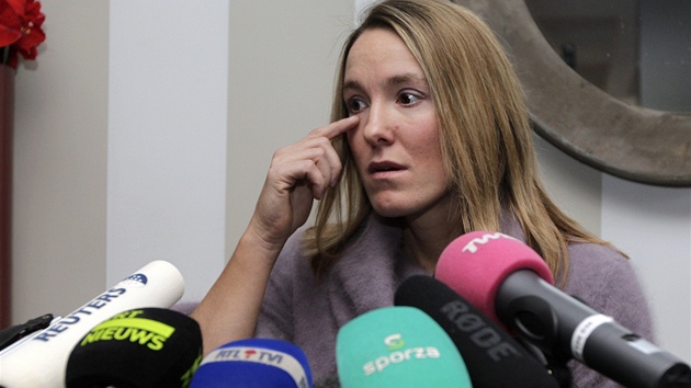 Justine Heninová na tiskové konferenci Justine Heninová na tiskové konferenci
