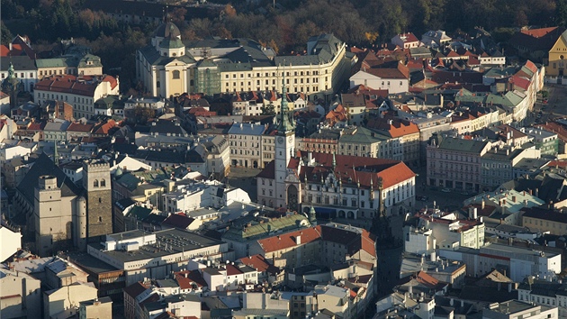 Letecký pohled na centrum Olomouce. Letecký pohled na centrum Olomouce.