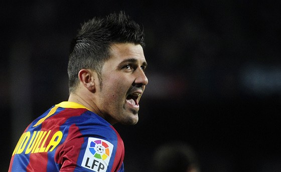 GÓLOVÁ RADOST. David Villa, útoník Barcelony, se raduje ze svého zásahu