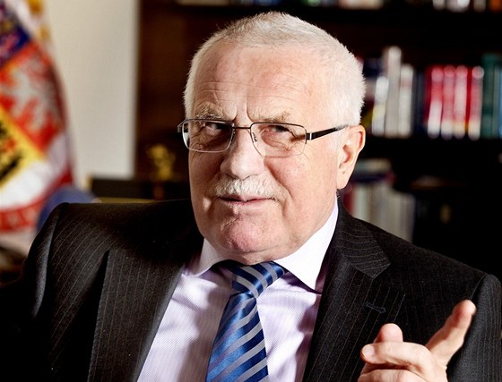 Prezident Václav Klaus pi rozhovoru pro MF DNES.