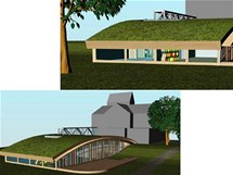 Vizualizace Arnoldovy vily v Brn: studenti architektury VUT navrhli ppadnou pstavbu se stechou z trvy a stavbou zasazenou do ternu