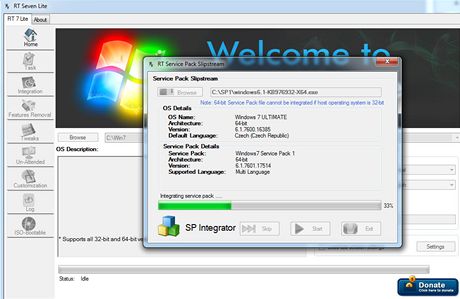 Integrace Windows 7 + SP1