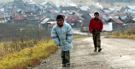 Slovenská romská osada Letanovce, jedna z typických osad na Slovensku.