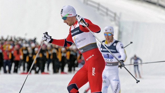 Nor  Petter Northug v cíli tafety.