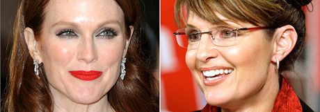 Hereka Julianne Moore (vlevo) a aljaská guvernérka Sarah Palinová 