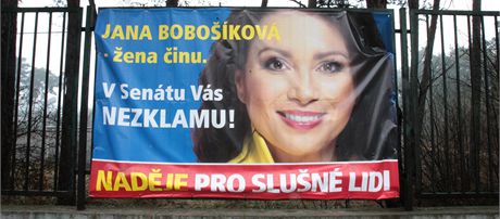 Billboard kandidátky Jany Boboíkové do doplovacích senátních voleb na Kladensku.