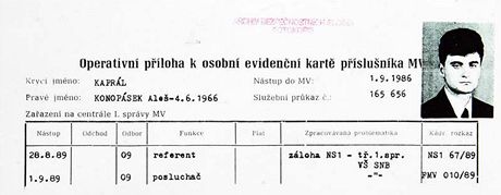 Evidenn karta StB nynjho kancle steck hejtmanky Alee Konopska