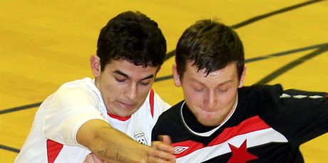 Momentka z futsalového duelu mezi Chrudimí a Slavií Praha.