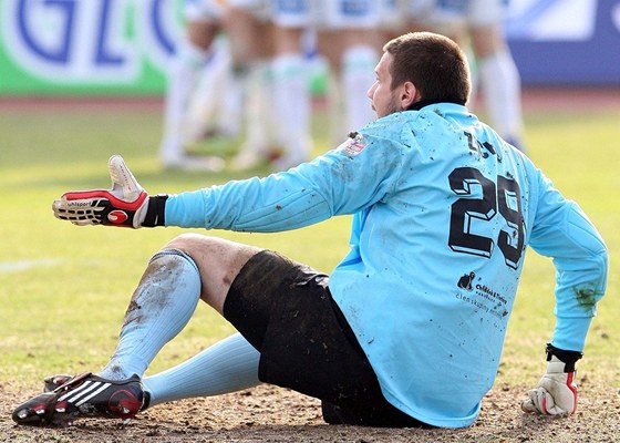 Luká Zich v brance Hradce Králové inkasoval sedm gól od Jablonce.