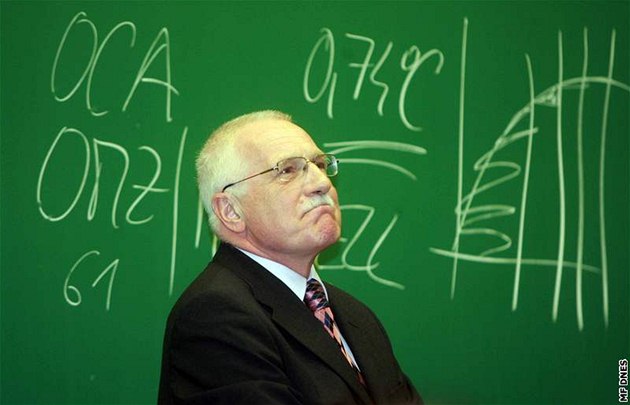 Prezident Václav Klaus pi debat na Západoeské univerzit v Plzni, 14. ledna 2008