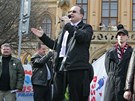 Mtink Dlnick strany sociln spravedlnosti v Novm Bydov, hovo pedseda Tom Vandas (12.3. 2011)
