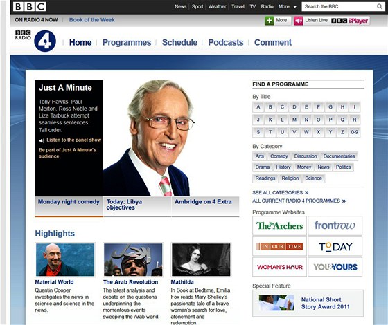 Home page internetových stránek satnice BBC 4