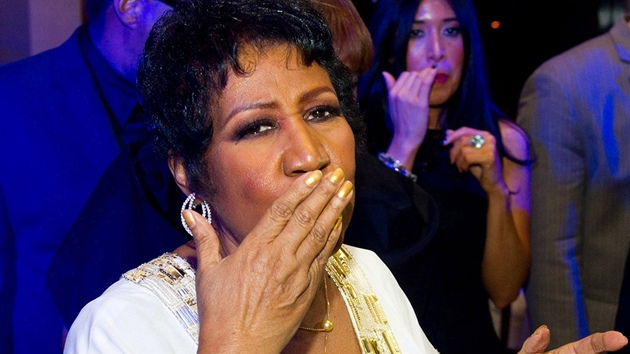 Aretha Franklinová na oslav svých 69. narozenin 