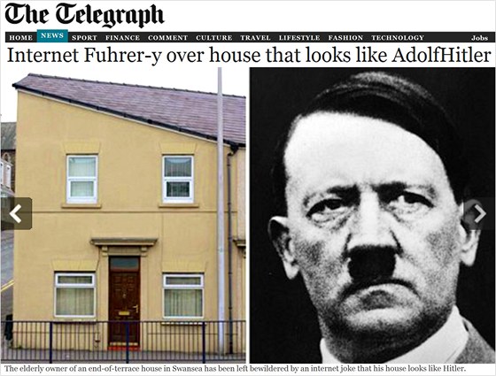 Rodinný dm ve Swansea nkterým lidem pipomíná obliej Adolfa Hitlera.
