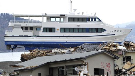 Lo, kterou tsunami odneslo na stechu domu