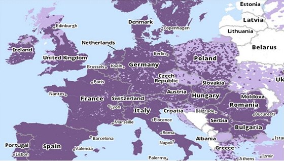 3G pokrytí v Evrop v polovin roku 2010