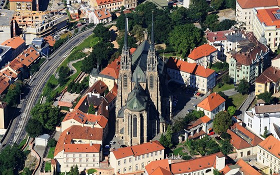 Pohled na Brno z letadla. 