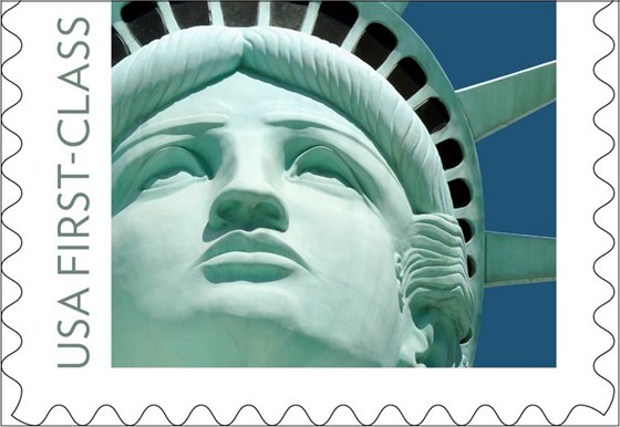 Americká potovní známka s atrapou Sochy svobody z Las Vegas 