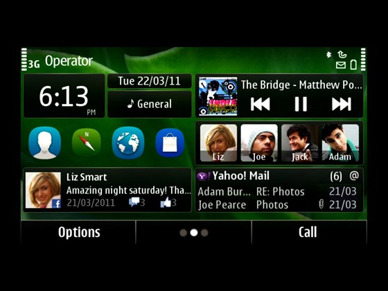 Symbian Anna: úvodní obrazovka