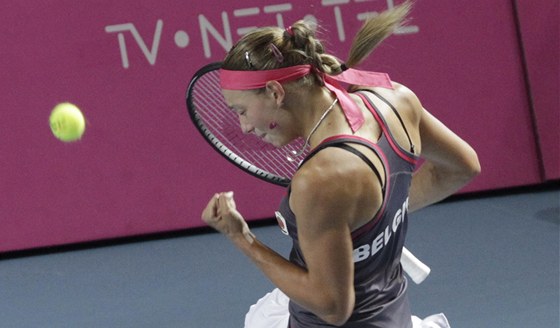 TOHLE SE POVEDLO. Belgická tenistka Yanina Wickmayerová práv uhrála proti Pete Kvitové dleitý fiftýn.