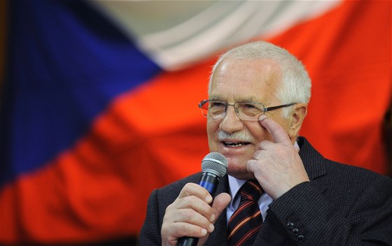 Prezident Václav Klaus pi besed se studenty sportovního gymnázia Dr.