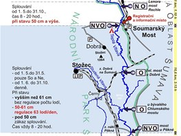 Mapka s pravidly splouvn Tepl Vltavy v roce 2011