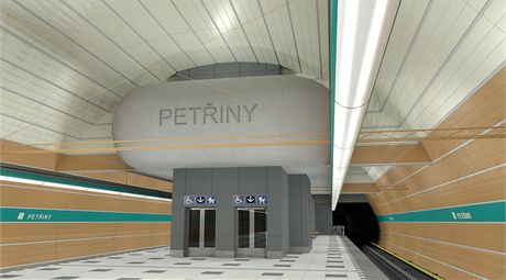 Vizualizace nov stanice Petiny, kter bude soust estikilometrovho prodlouenho seku na trase A