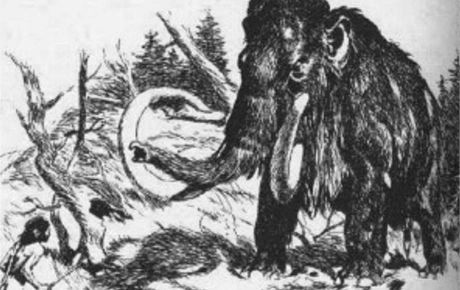 Takto si boj pravkých lovc s mamutem pedstavoval malí a ilustrátor Zdenk Burian.
