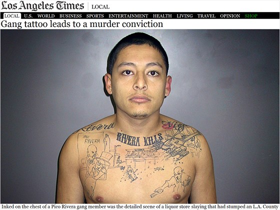 Gangstera Anthonyho Garciu usvdilo z vrady tetování na hrudi.