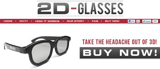 2D brýle na bezproblémové sledování 3D film