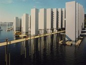 Futuristick obrzky student architektury pibliuj i monost, e by u jezera Most vznikla cel nov mstsk tvr.
