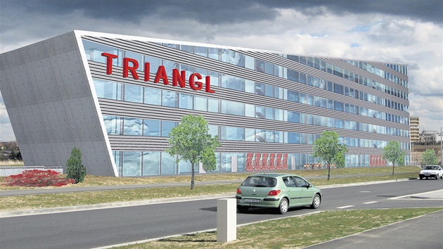 Vizualizace budovy Triangl. Vizualizace budovy Triangl.