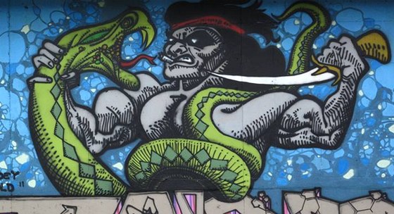 Prostjov se pidal k ad dalích mst a vylenil místa, kde je moné graffiti malovat legáln. Na ilustraním snímku graffiti z legální plochy v Praze.
