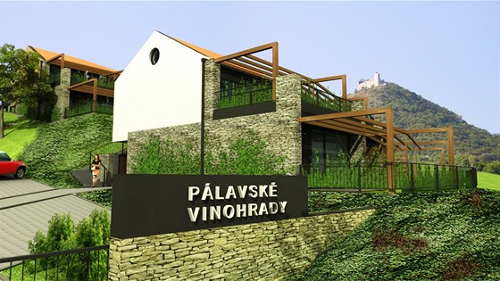 Vizualizace projektu Plavsk vinohrady. Kaskdovit apartmny na vininch svazch nabdnou vhled na jezero. 