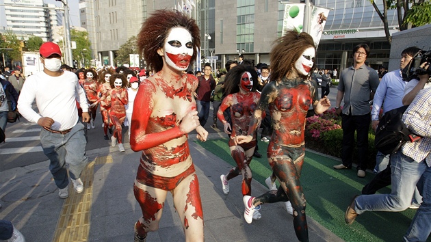 Demonstrace jihokorejských prostitutek v Soulu (17. kvtna 2011)